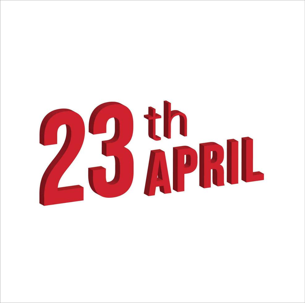 23ème avril , du quotidien calendrier temps et Date programme symbole. moderne conception, 3d le rendu. blanc Contexte. vecteur