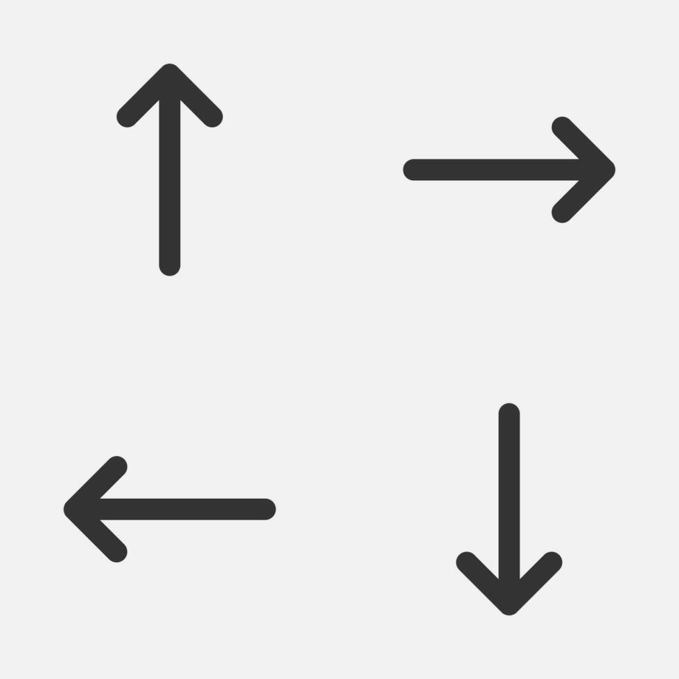 La Flèche étroit vers le bas en haut la gauche droite icône vecteur. vecteur