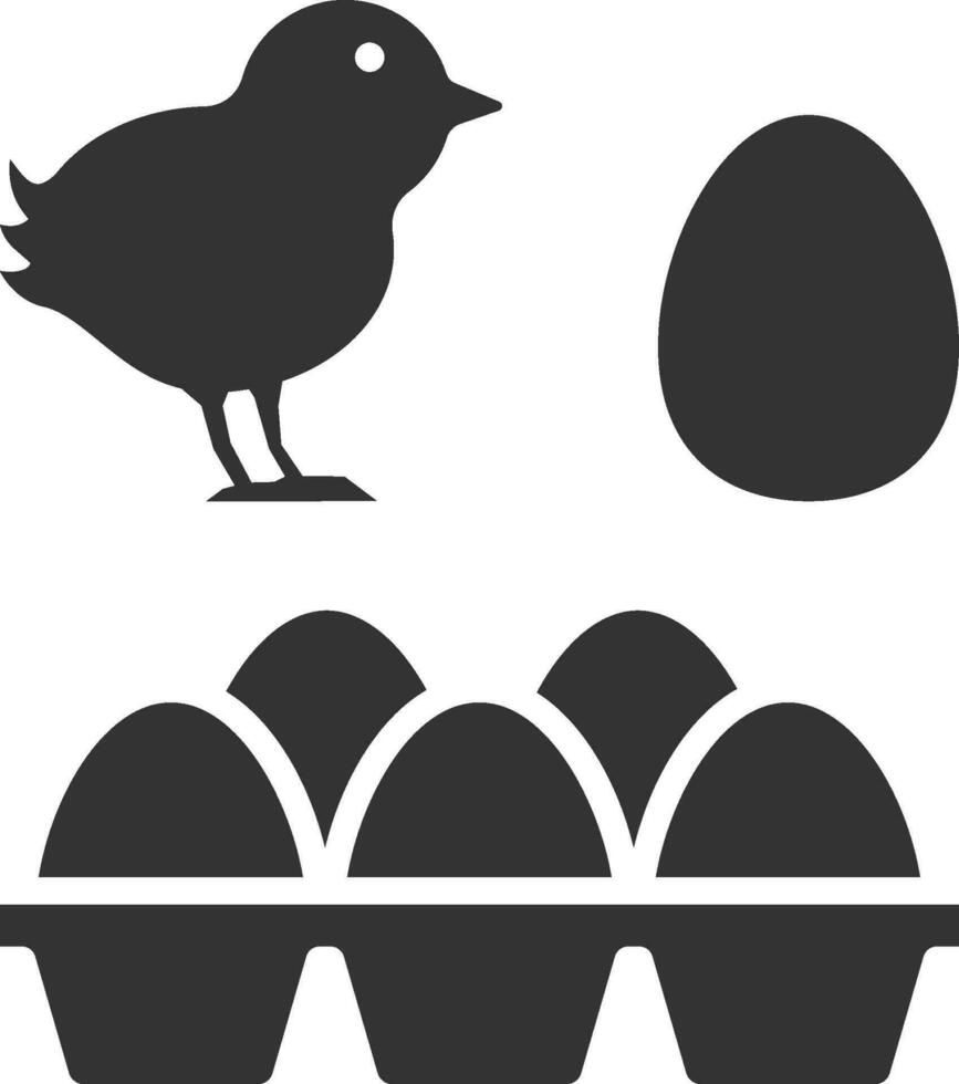 poussin et des œufs icône silhouette vecteur