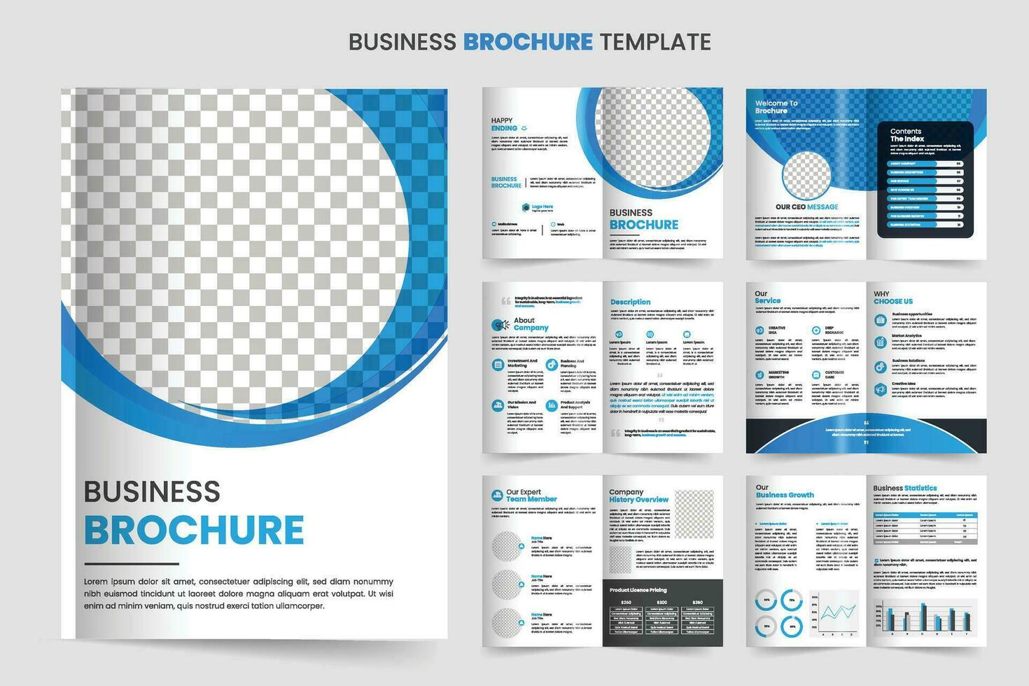 ensemble de minimaliste affaires brochure modèle, brochure Créatif conception. polyvalent modèle avec couverture, retour et à l'intérieur pages. vecteur