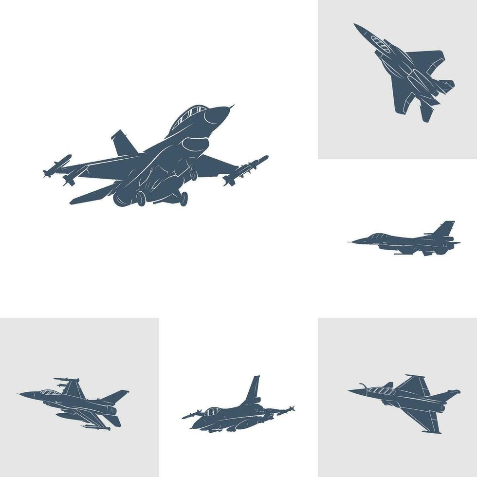 ensemble de militaire avion vecteur illustration conception. combattant jets logo conception modèle.