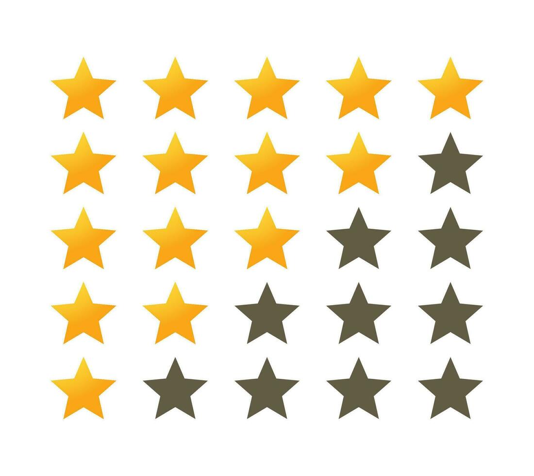 cinq d'or étoile la revue taux, client retour, produit évaluation icône, évaluation étoile icône vecteur conception modèles.