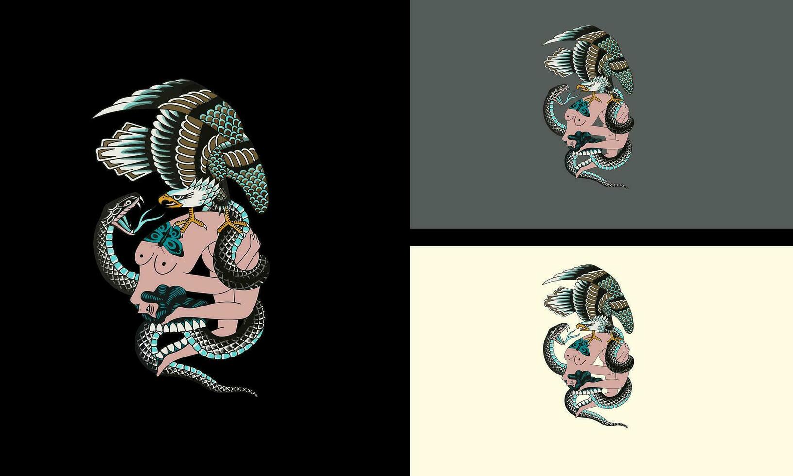 Aigle et serpent vecteur mascotte conception
