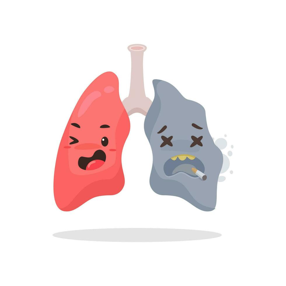 illustration de en bonne santé poumons et fumeur poumons dessin animé. santé icône symbole vecteur