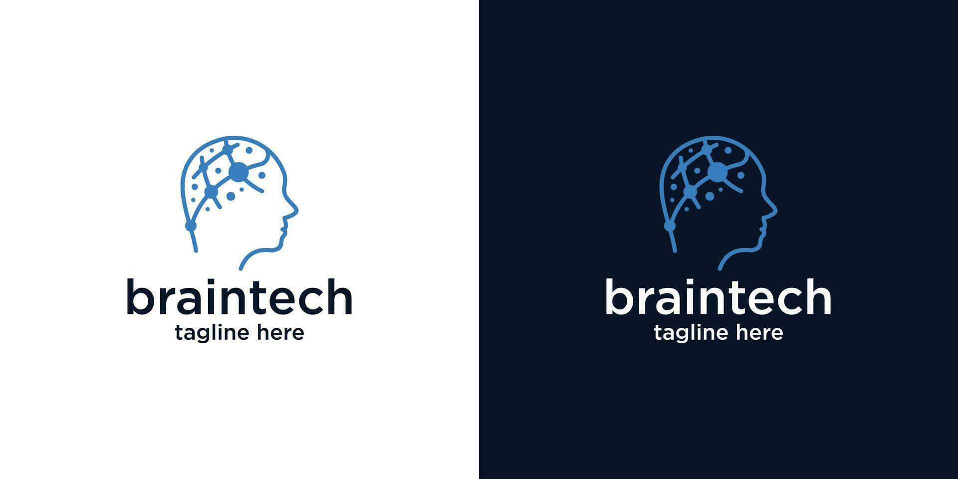 Humain tête logo conception combiné avec La technologie sur le cerveau et fabriqué dans une moderne style vecteur