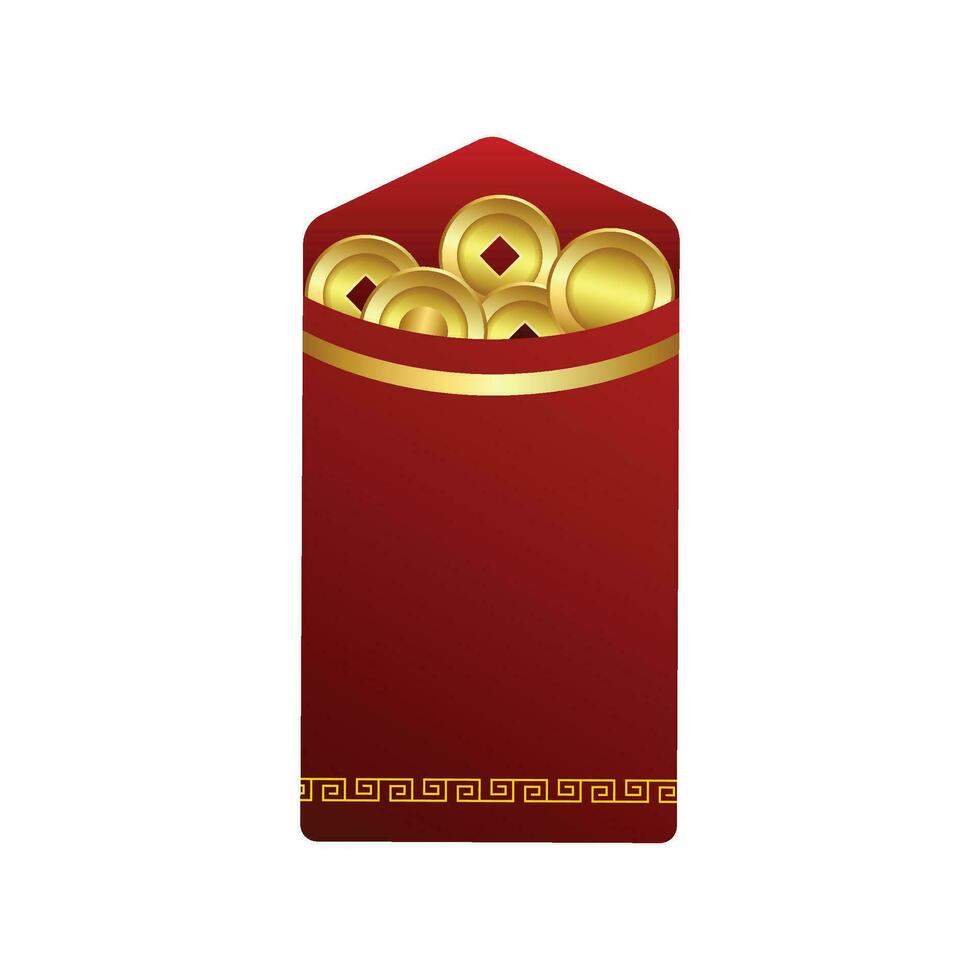 vecteur Hongbao rouge enveloppes chinois de fête traditionnel cadeau avec pièces de monnaie argent