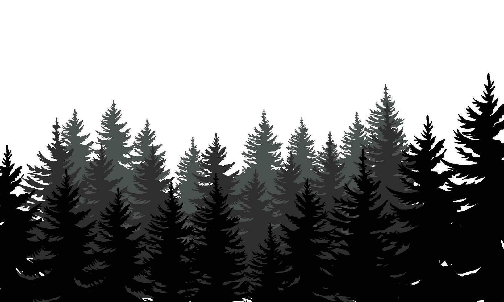 vecteur pin des arbres silhouettes à feuilles persistantes conifère forêt silhouette la nature épicéa arbre parc vue vecteur