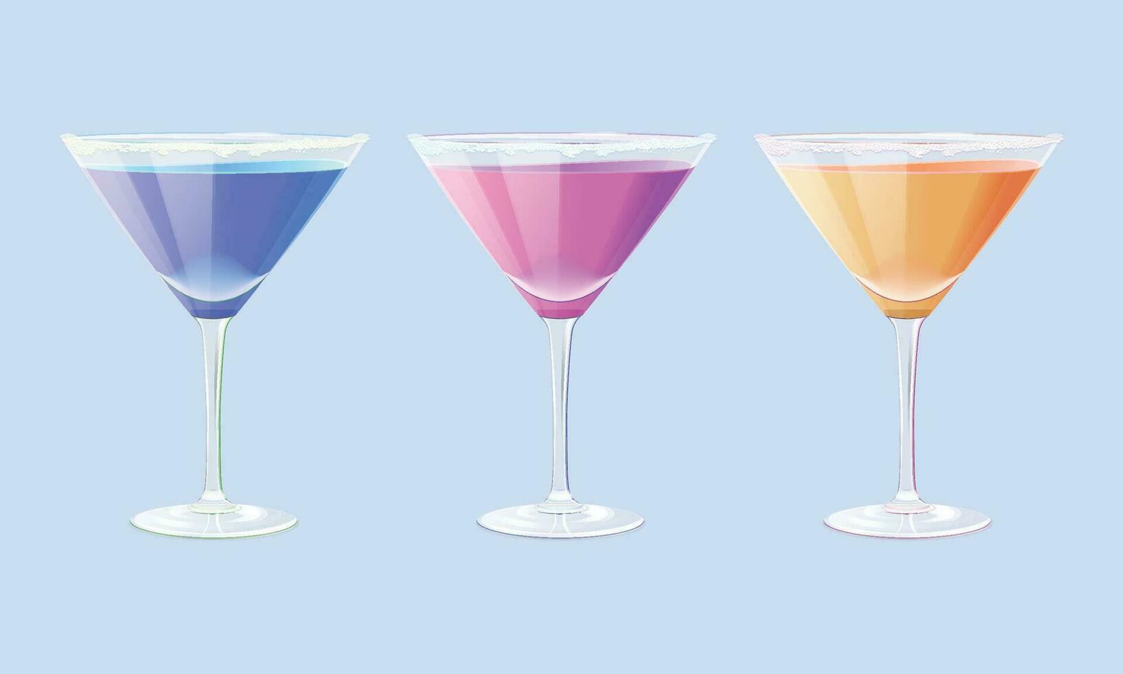 2 vecteur verre de Cosmopolite cocktail sur blanche. Couleur illustration été de l'alcool boisson