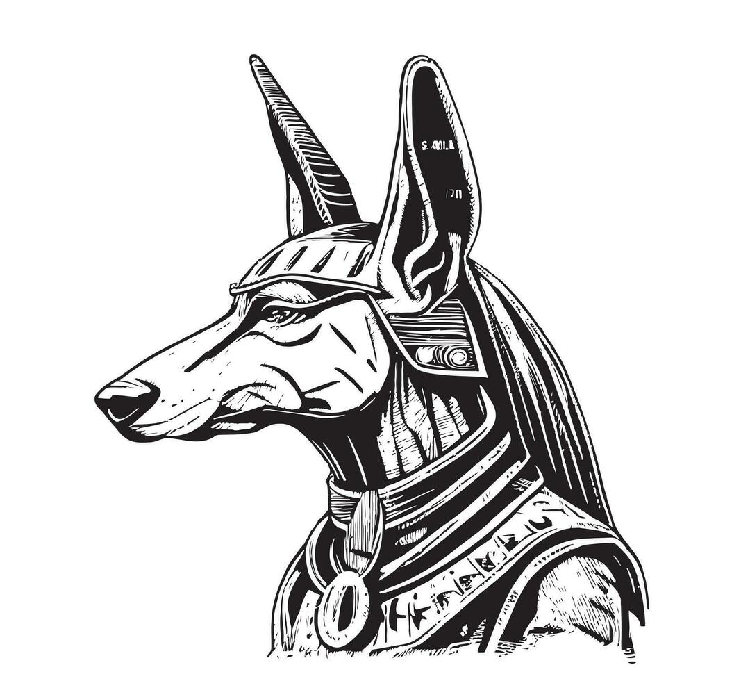 anubis portrait esquisser main tiré Egypte vecteur illustration