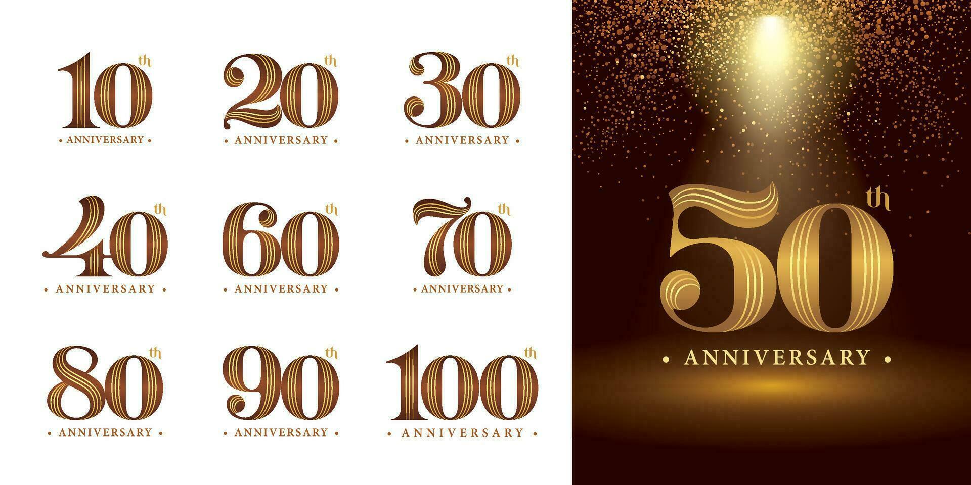 ensemble de anniversaire logotype conception, élégant classique logo, ancien et rétro empattement nombre des lettres vecteur