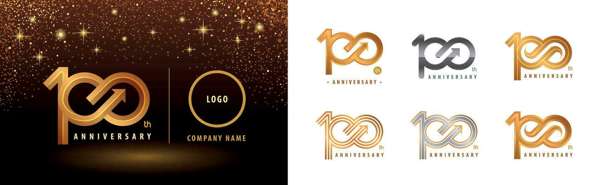 ensemble de 100e anniversaire logotype conception, cent ans anniversaire fête vecteur