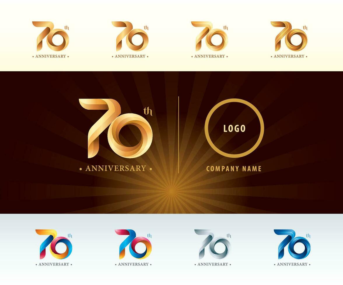 ensemble de 70e anniversaire logotype conception, soixante-dix ans fête anniversaire logo vecteur