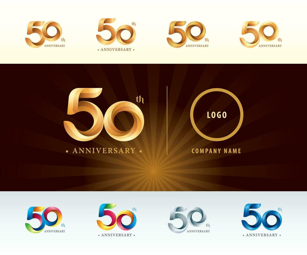 ensemble de 50e anniversaire logotype conception, cinquante ans fête anniversaire logo vecteur