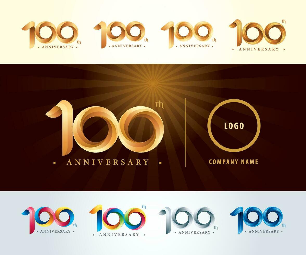 ensemble de 100e anniversaire logotype conception, cent ans fête anniversaire logo vecteur