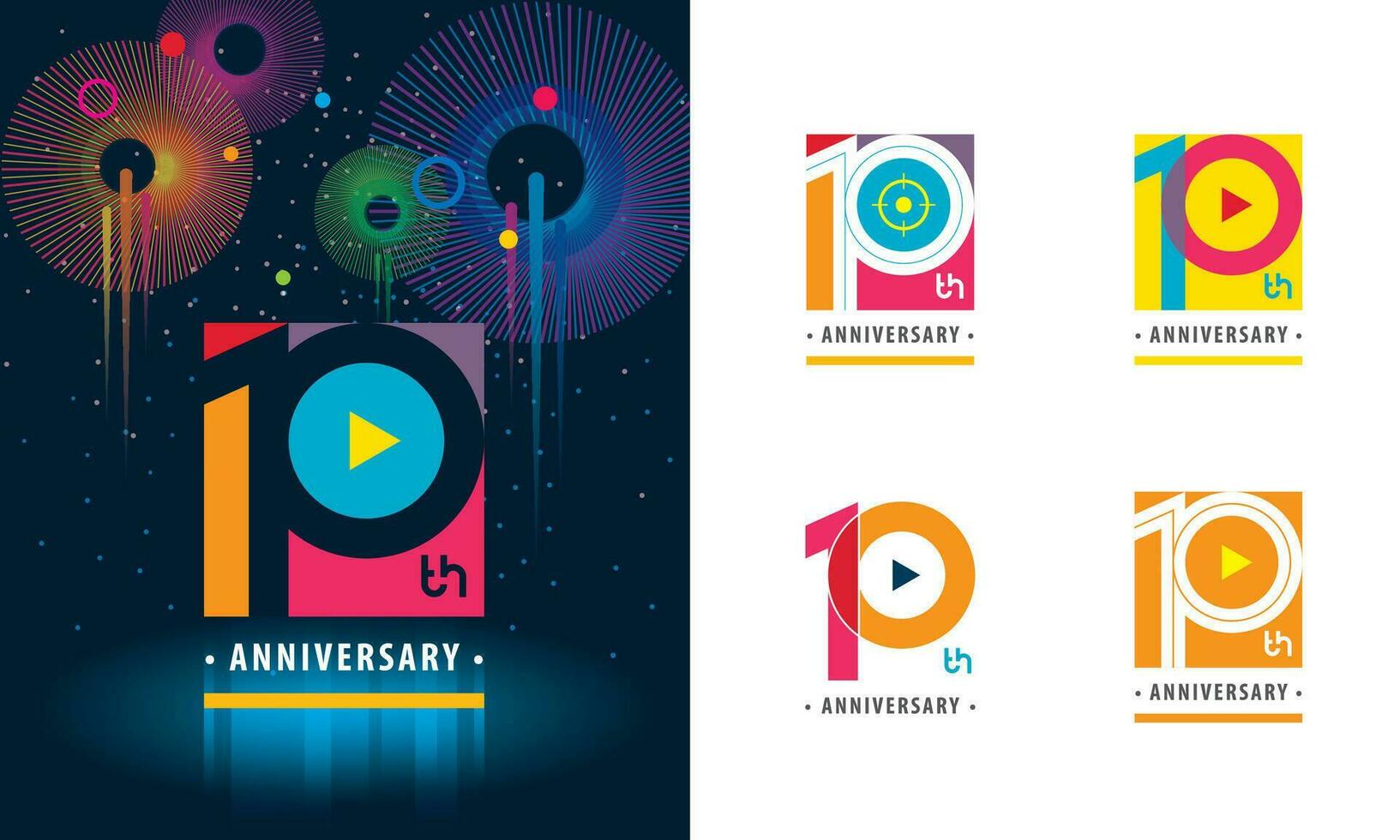 ensemble de 10e anniversaire logotype conception, Dix ans célébrer anniversaire signe vecteur