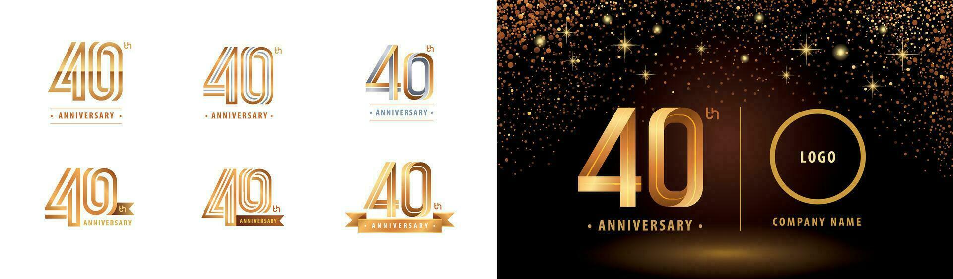 ensemble de 40e anniversaire logotype conception, quarante ans célébrer anniversaire logo vecteur