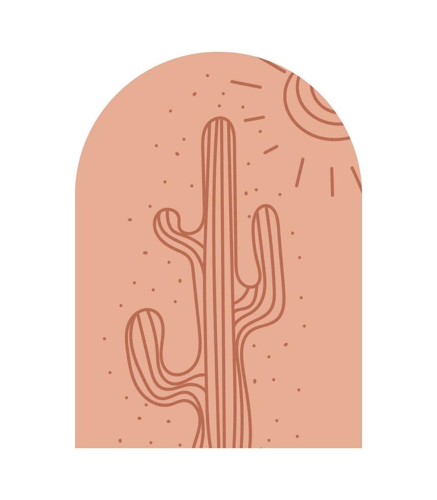 boho cactus logos dans branché minimal doublure style vecteur