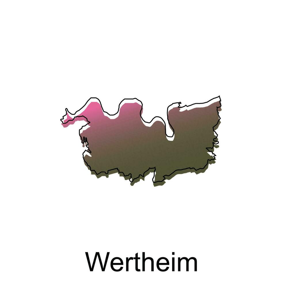 carte de wertheim ville moderne coloré conception, illustration vecteur conception modèle