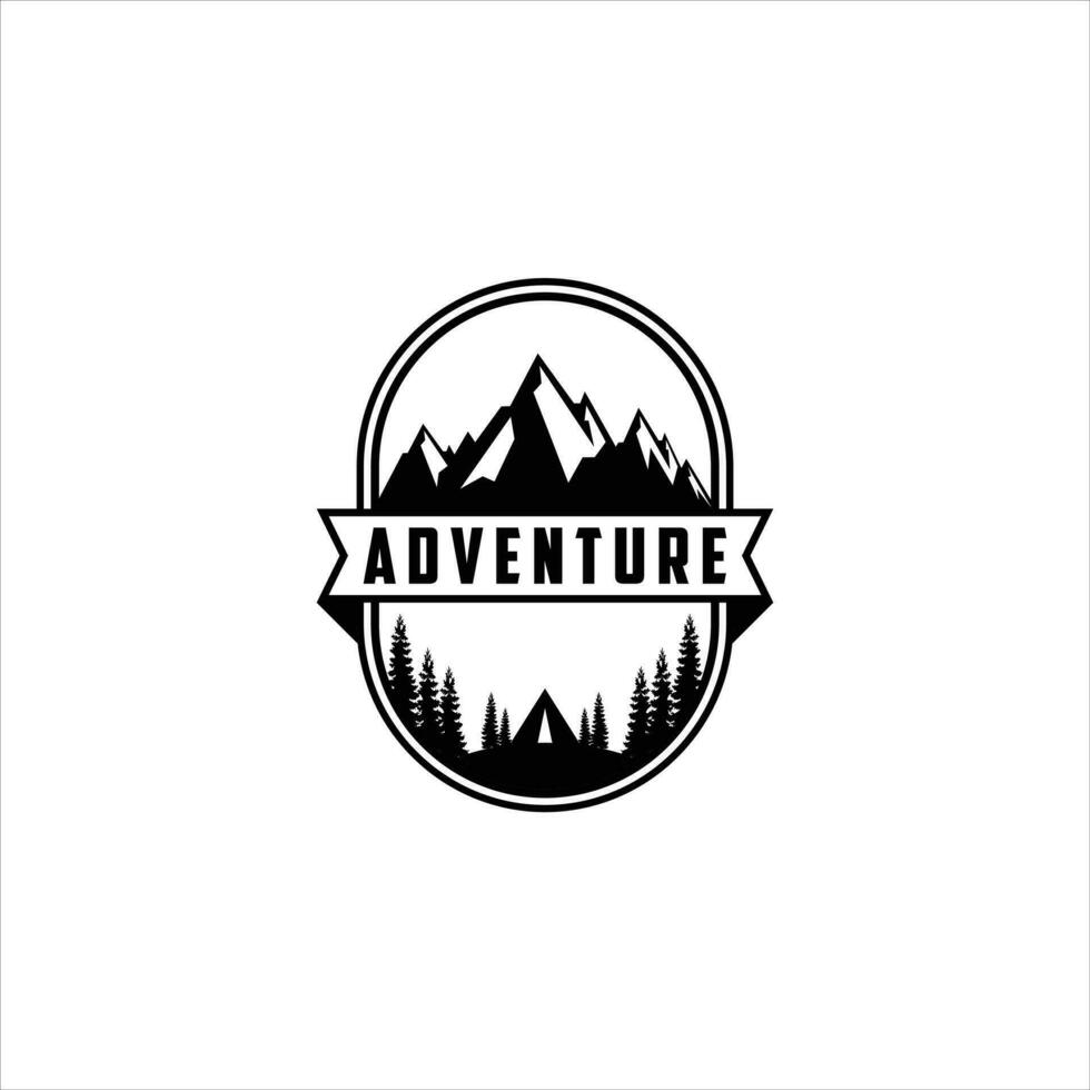 aventure logo. Montagne logo sur blanc Contexte. Montagne icône pour aventure logos vecteur