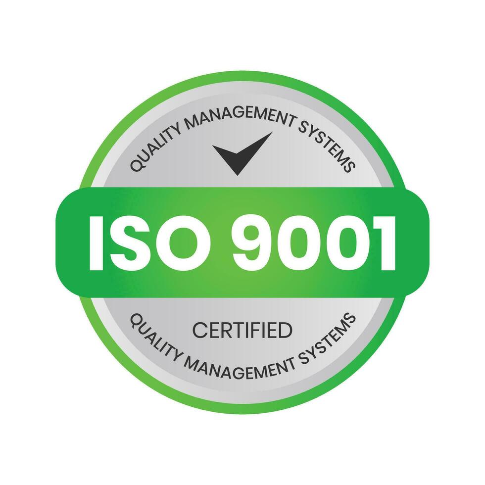 iso 9001 agréé caoutchouc timbre, badge, étiqueter, logo, qms la norme vecteur, international qualité la gestion systèmes approuvé emblème avec vérifier marquer, affaires conception éléments vecteur illustration