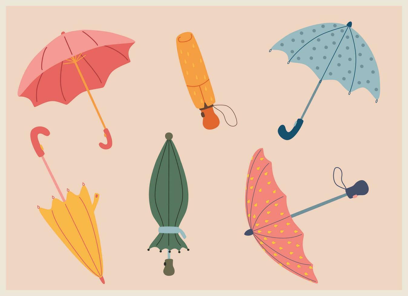 mignonne ensemble de coloré parapluies vecteur illustration