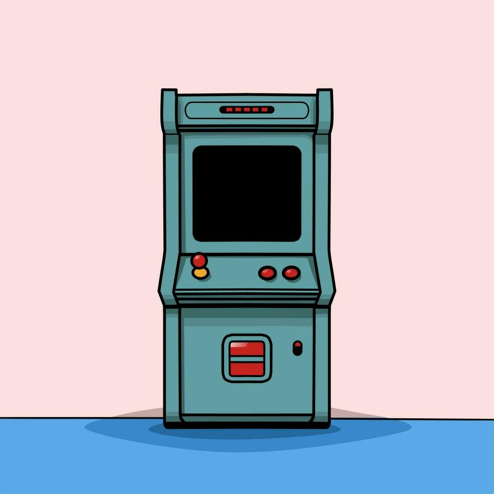 illustration conception de une bleu arcade Jeu machine sur une rose et bleu Contexte vecteur