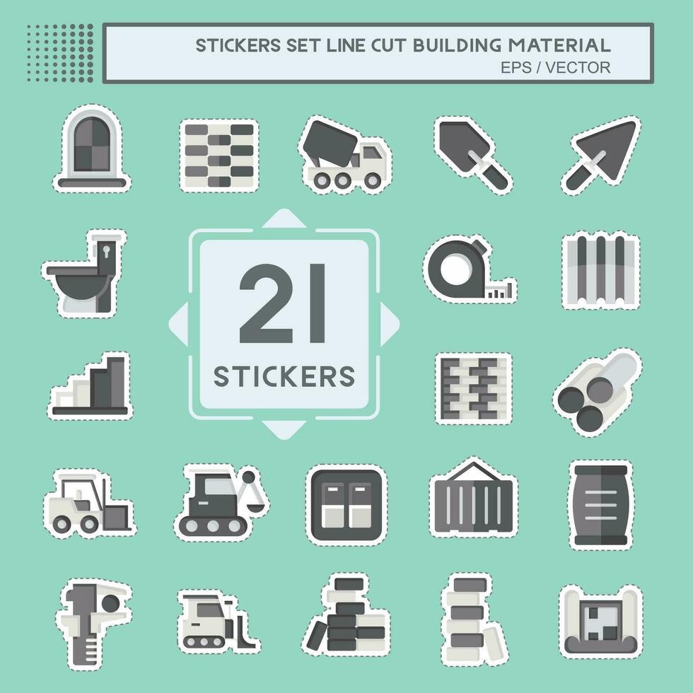 autocollant ligne Couper ensemble bâtiment matériel. en relation à éducation symbole. Facile conception modifiable. Facile illustration vecteur