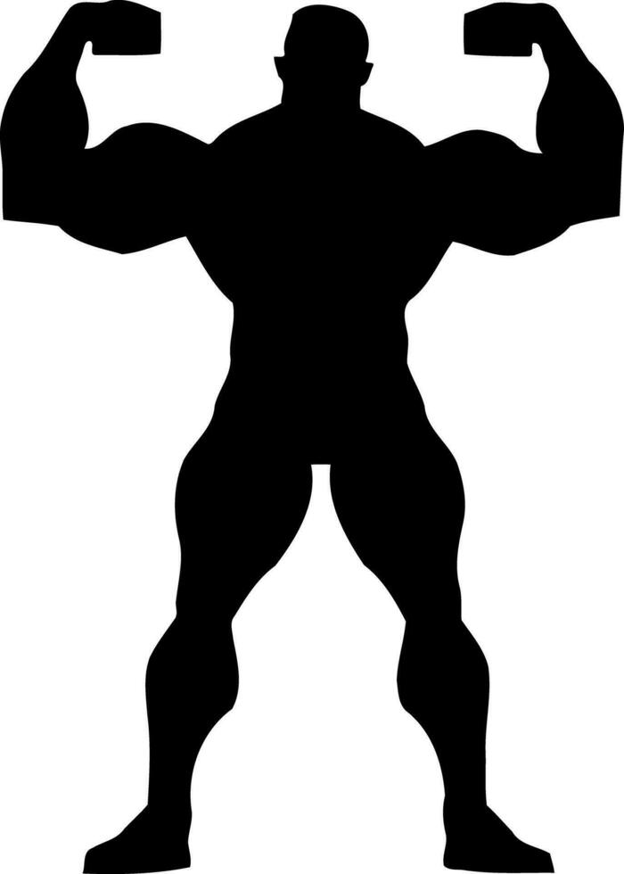 musclé bodybuilder homme silhouette vecteur