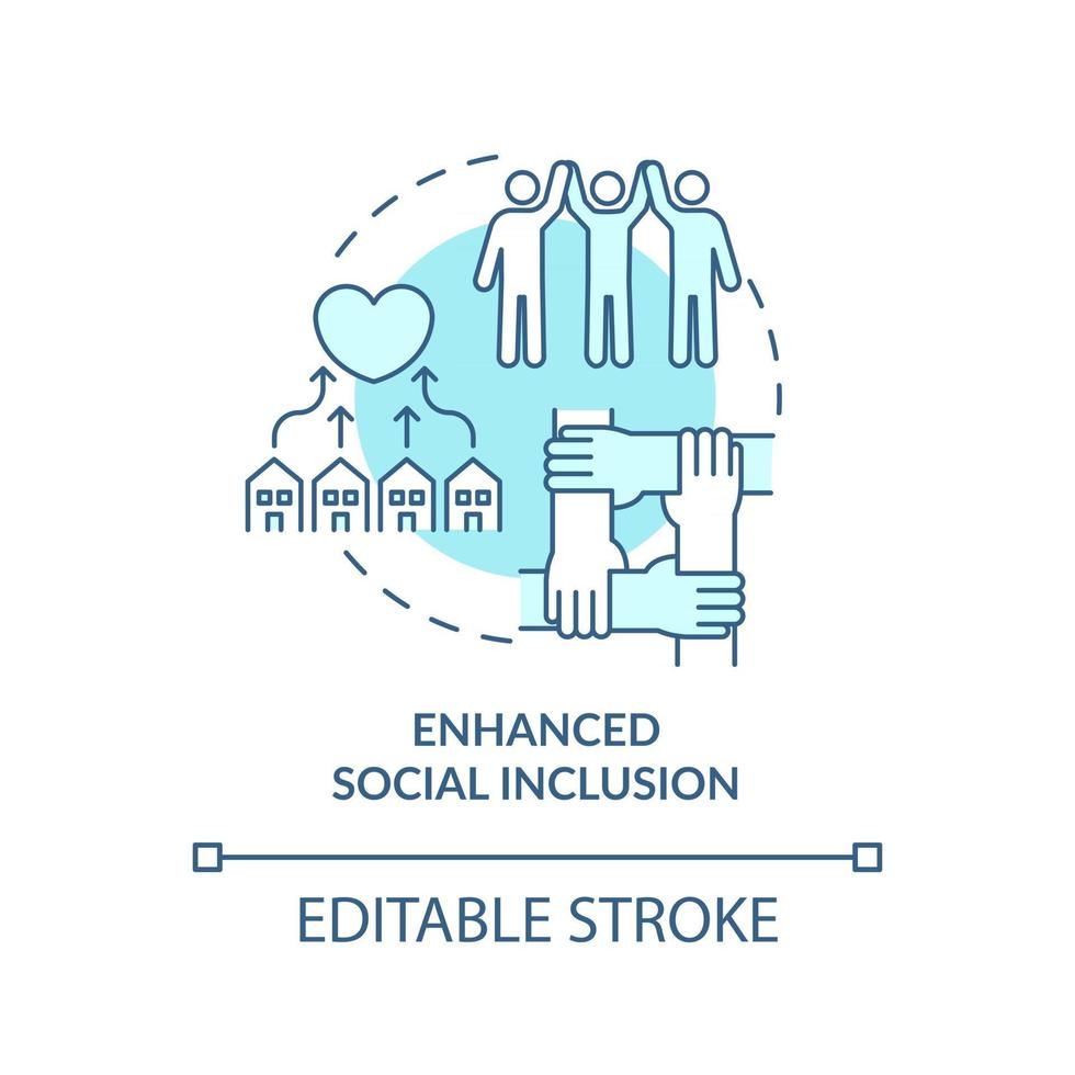 icône de concept d'inclusion sociale améliorée. développement communautaire idée abstraite fine ligne illustration. lien avec la famille, la communauté locale. dessin de couleur de contour isolé de vecteur. trait modifiable vecteur