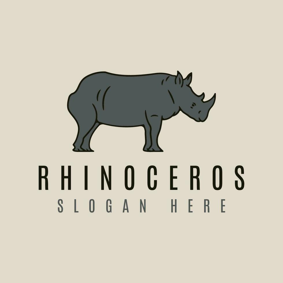 Facile rhinocéros faune logo ligne art icône et symbole vecteur symbole illustration conception.