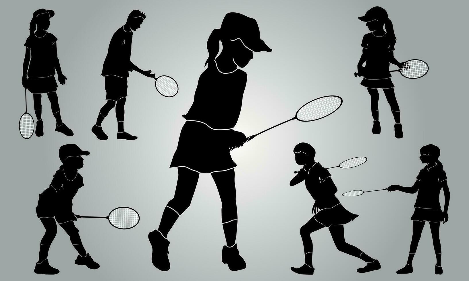 badminton joueur vecteur plat silhouette collection