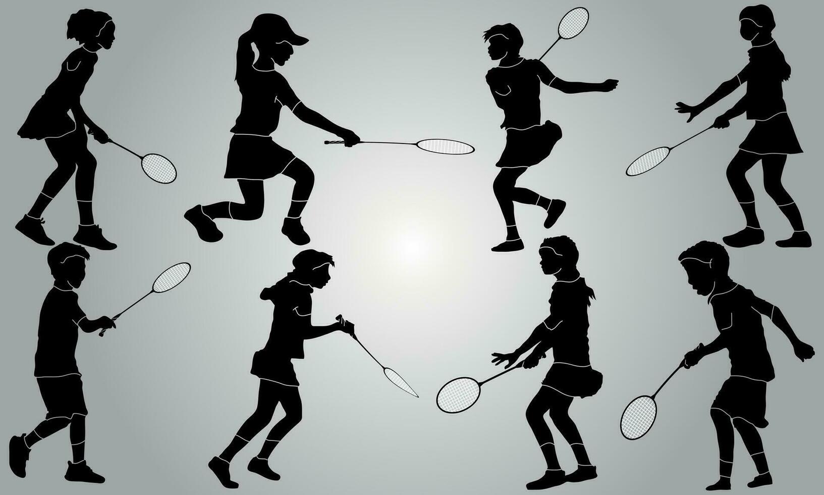 badminton joueur vecteur plat silhouette collection