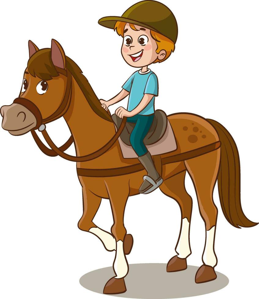 vecteur illustration de enfant équitation cheval