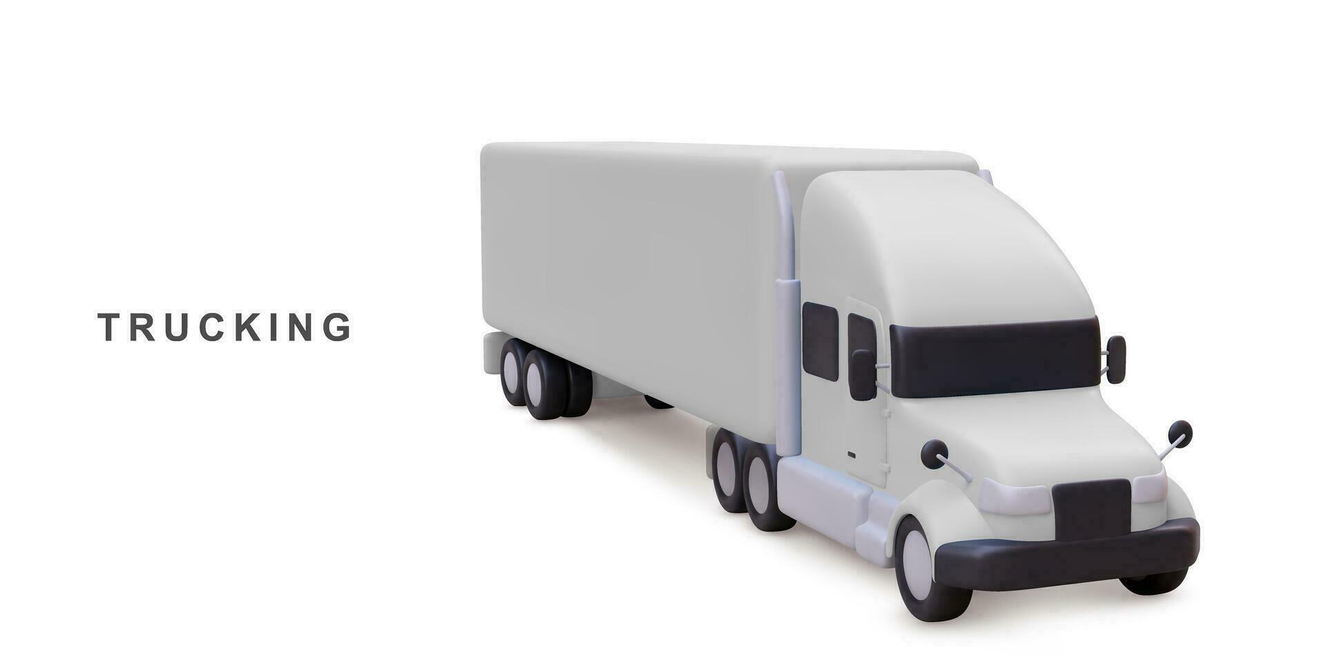 3d livraison un camion sur blanc Contexte. vecteur illustration.