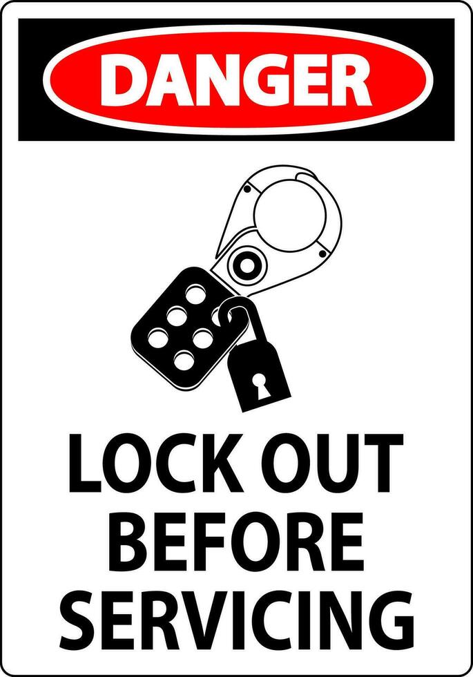 danger signe, fermer à clé en dehors avant entretien vecteur