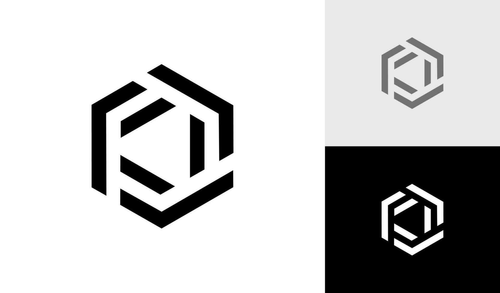lettre F initiale hexagone monogramme logo conception vecteur