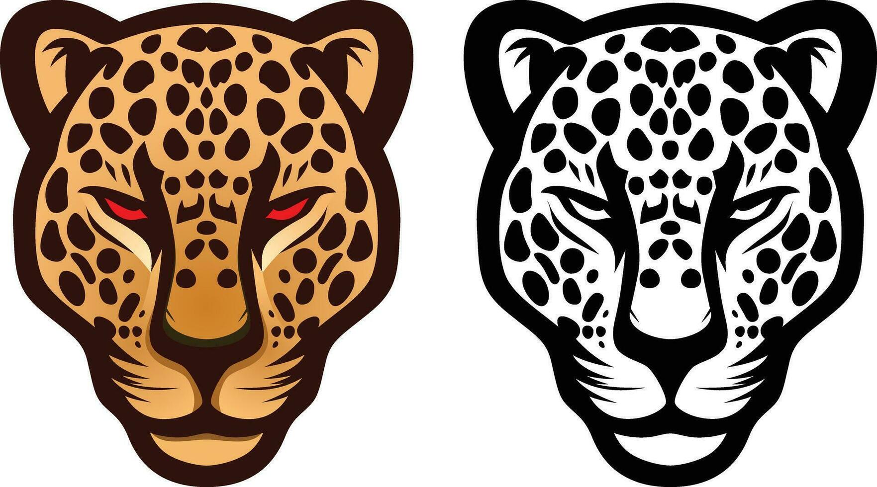 jaguar léopard tête logo vecteur illustration, puma, puma tête logo modèle Stock vecteur image, coloré et noir et blanc ligne art symbole