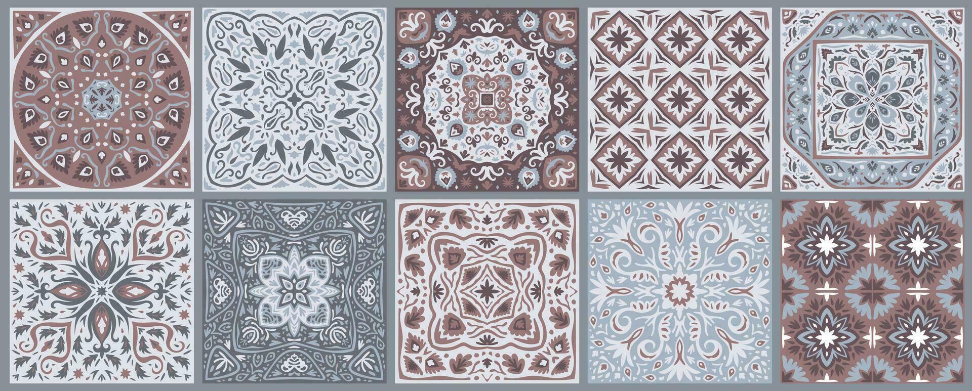 ensemble de à motifs azulejo sol carrelage. collection de céramique carrelage vecteur