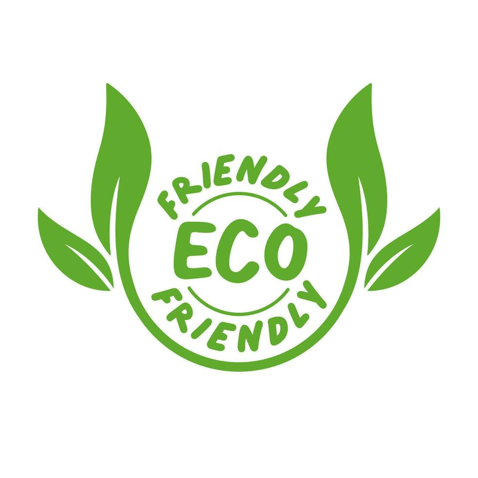 éco amical badge. en bonne santé Naturel produit étiquette logo conception avec plante feuilles. vecteur