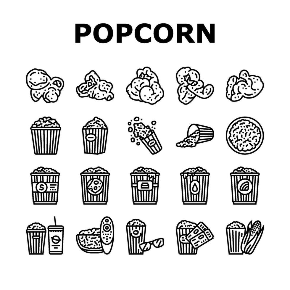 pop corn blé pop cinéma Icônes ensemble vecteur