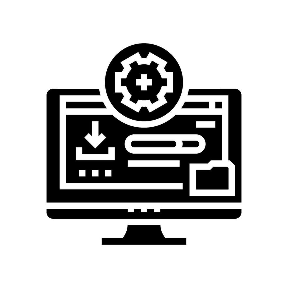 chauffeur installation réparation ordinateur glyphe icône vecteur illustration