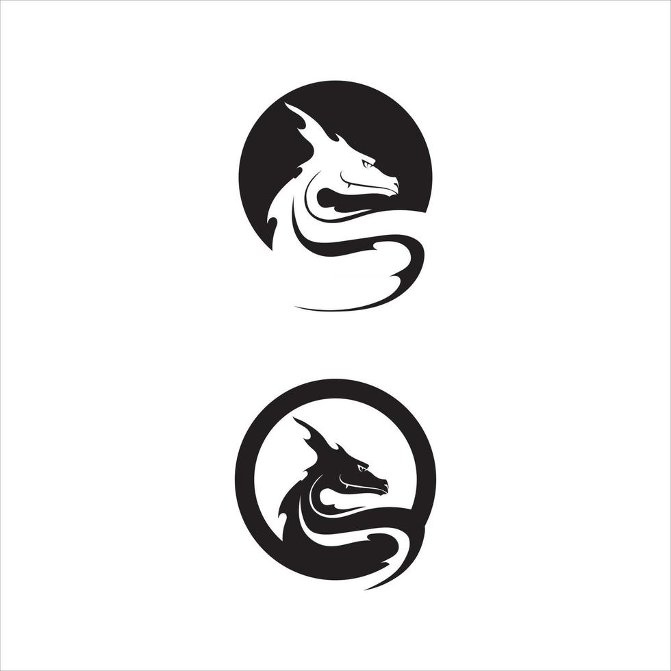 Logo tête de dragon icône vecteur illustration et symbole signe de monstre animal