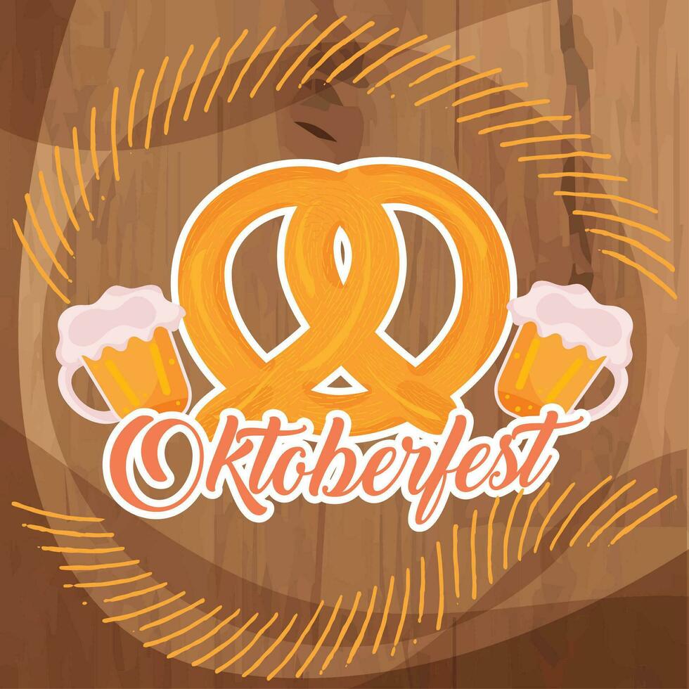 bretzel et une paire de Bière des tasses oktoberfest vecteur illustration