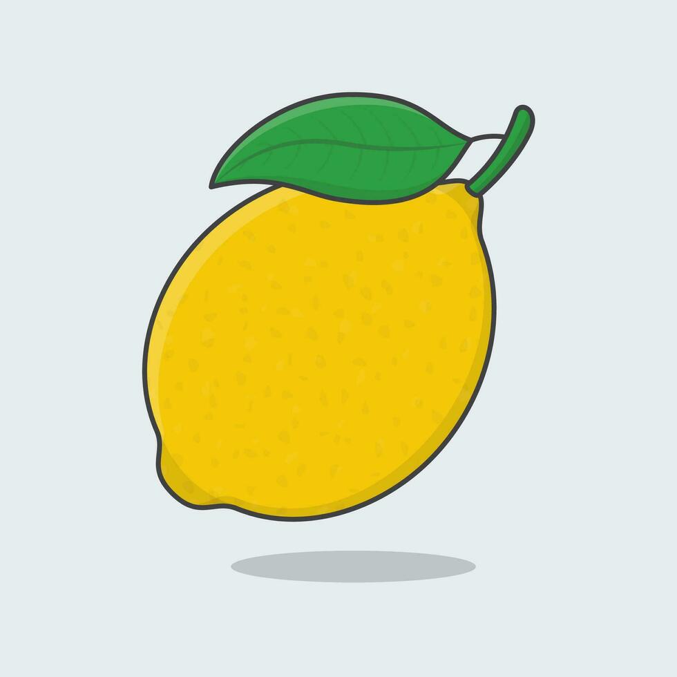 citron fruit dessin animé vecteur illustration. Frais citron fruit plat icône contour