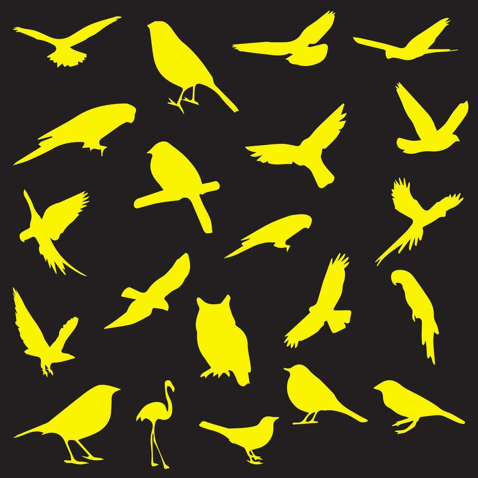 magnifique des oiseaux séance et en volant dans différent positions. sauvage avale oiseau en volant, silhouettes sur une blanc Contexte. avale plein corps silhouette collection. sauvage avale oiseau silhouette empaqueter. vecteur