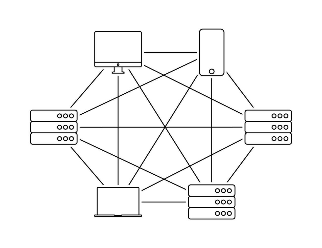 visualisation de le action de le l'Internet la toile 3.0. structure de les serveurs et dispositifs vecteur