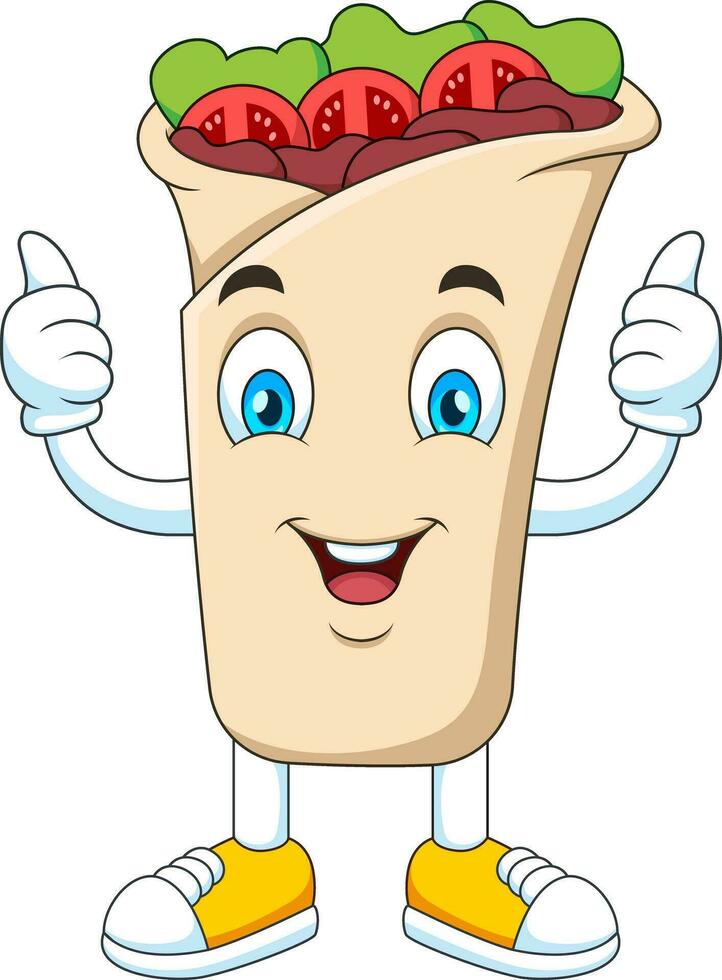 mignonne burrito mascotte dessin animé est souriant vecteur