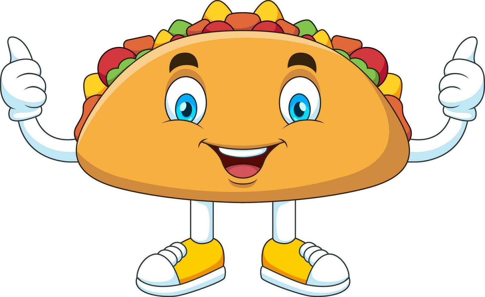 mignonne taco mascotte dessin animé avec souriant visage vecteur