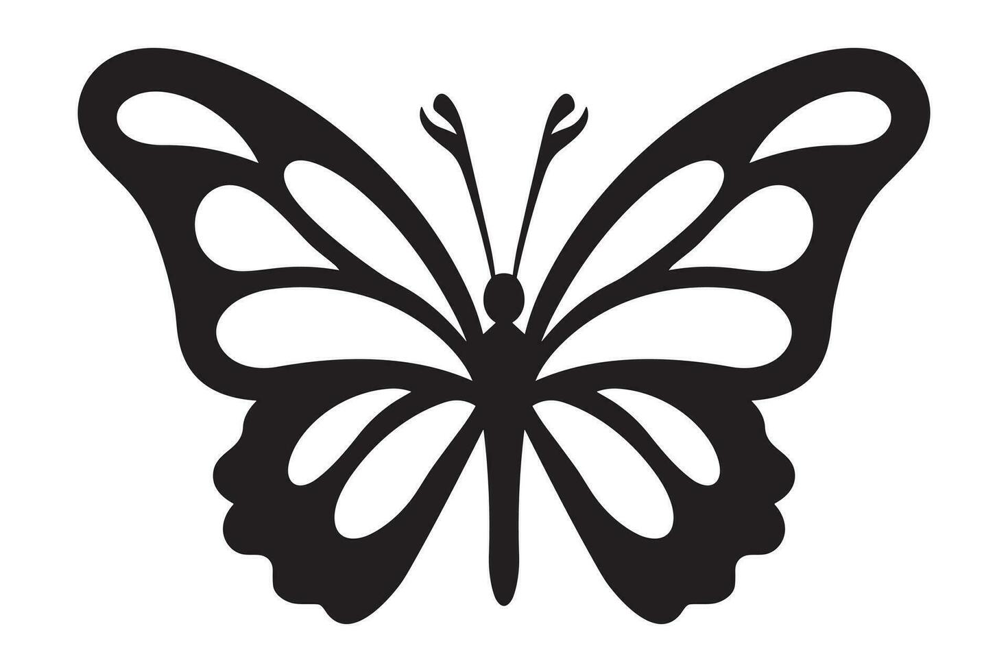 papillon tatouage silhouette conception, graphique noir icône de papillon isolé sur blanc Contexte vecteur