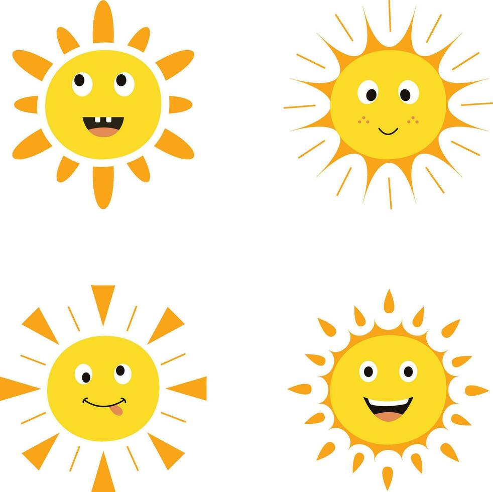 mignonne Soleil icône illustration pour clipart et autocollant. isolé vecteur